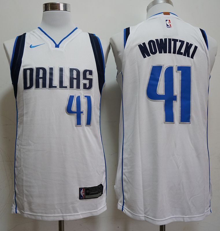 Men Dallas Mavericks 41 Nowitzki White Game Nike NBA Jerseys